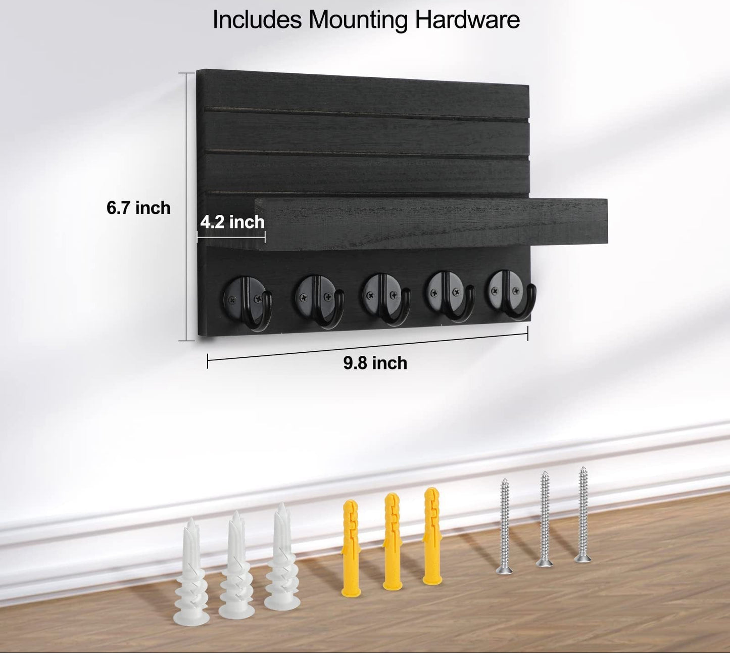 Wall-Mounted Mail & Key Organizer Shelf