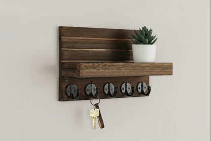 Wall-Mounted Mail & Key Organizer Shelf